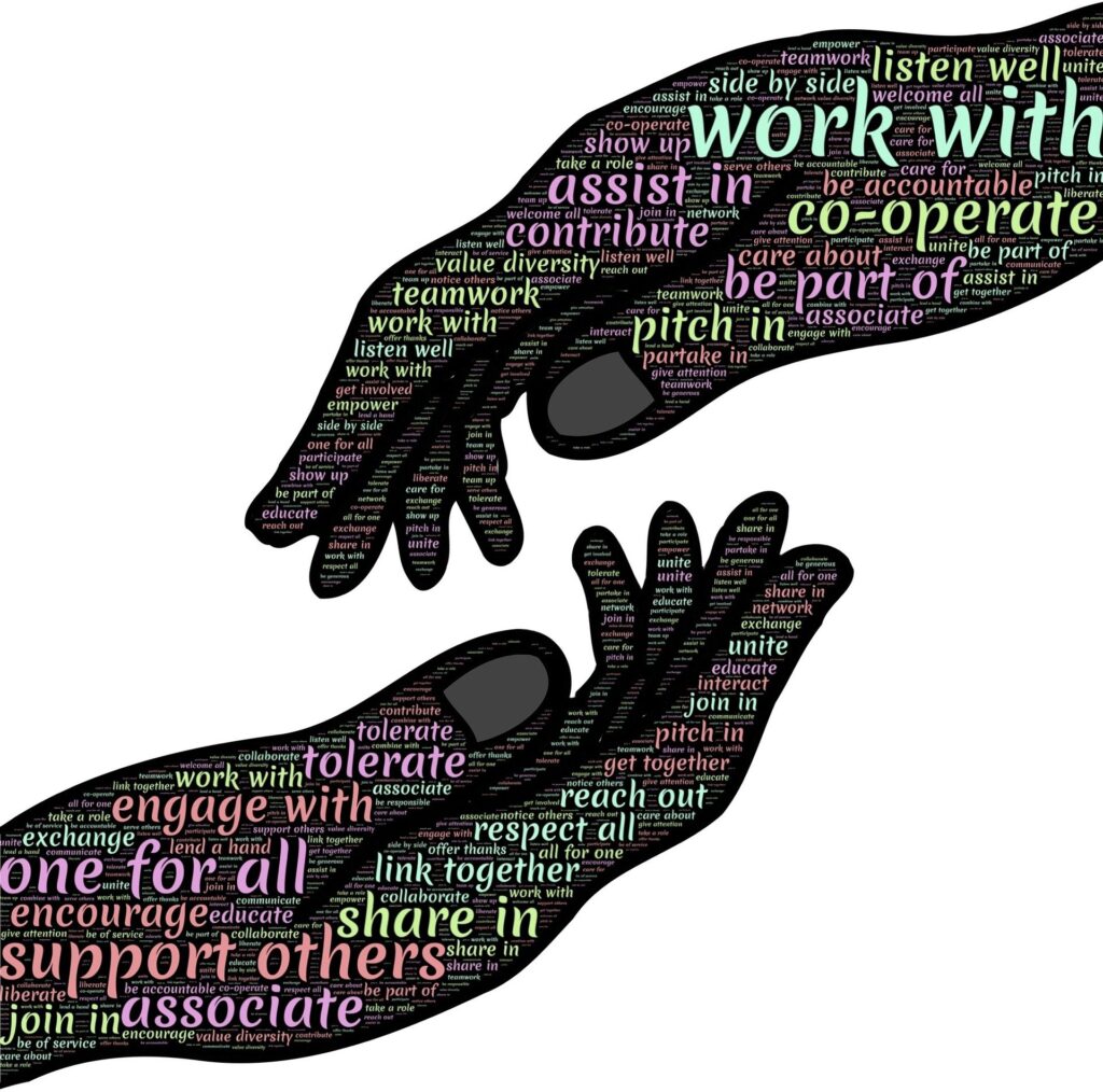 Joining together Two hands joining together